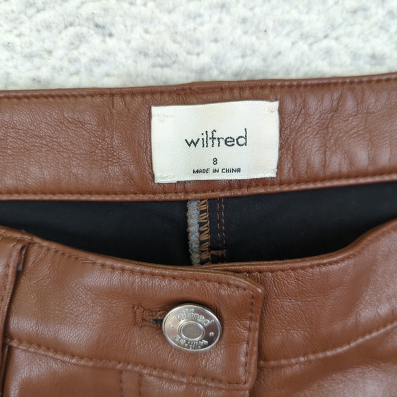 Wilfred Melina‎ High Rise Pants Vegan Faux Leather Straight Leg Women's Size 8 - Picture 7 of 11